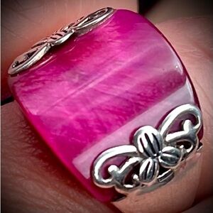 Pink tigers eye Ring size 7 sterling silver